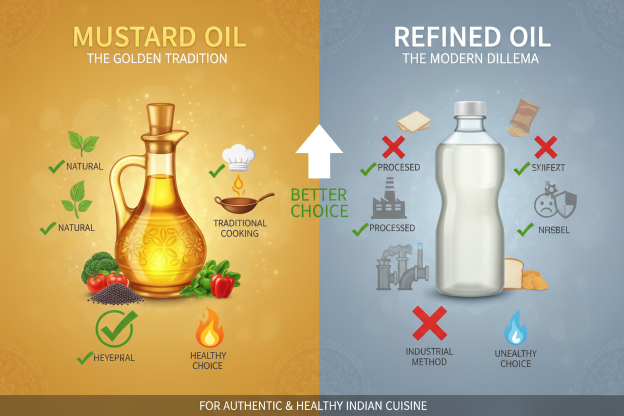 mustard oil vs refined oil comparison for Indian cooking