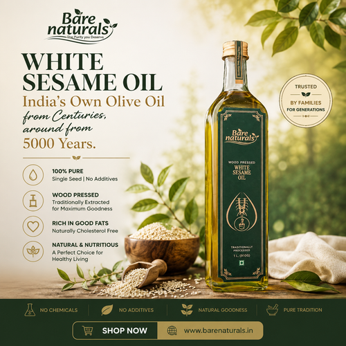 Buy Wood Pressed White Sesame Oil | Til Oil | Bare Naturals