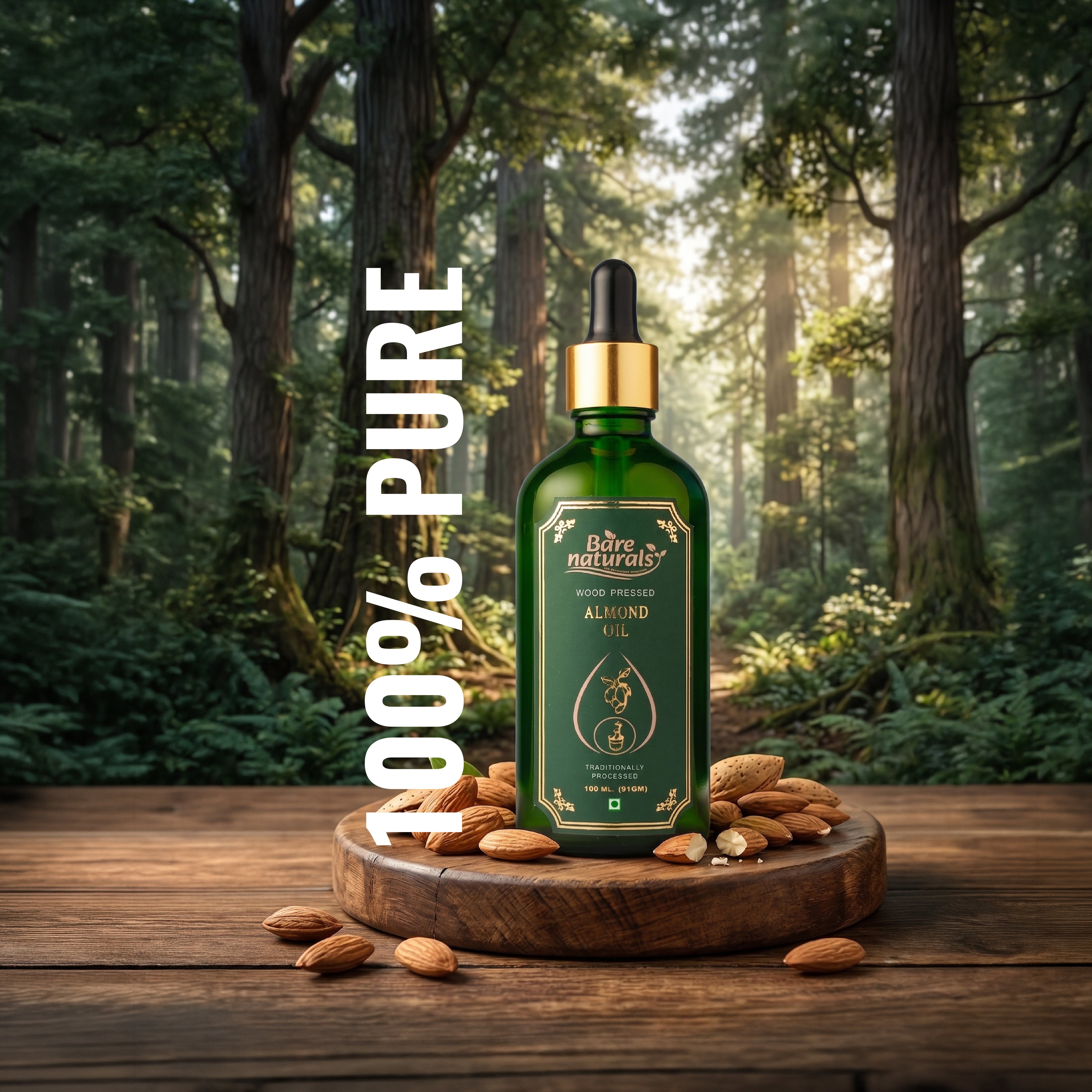 Buy Wood Pressed Almond Oil | Pure Badam Oil | Bare Naturals