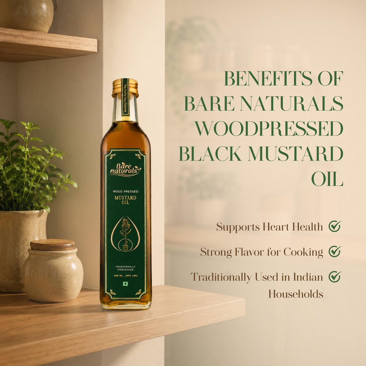benefits of wood pressed black mustard oil 500 ML
