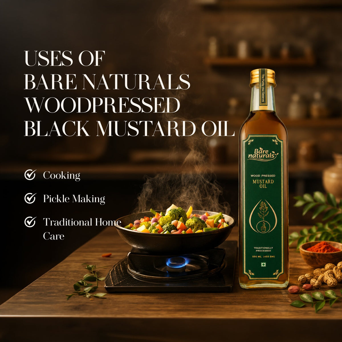 uses of wood pressed black mustard oil 500 ML
