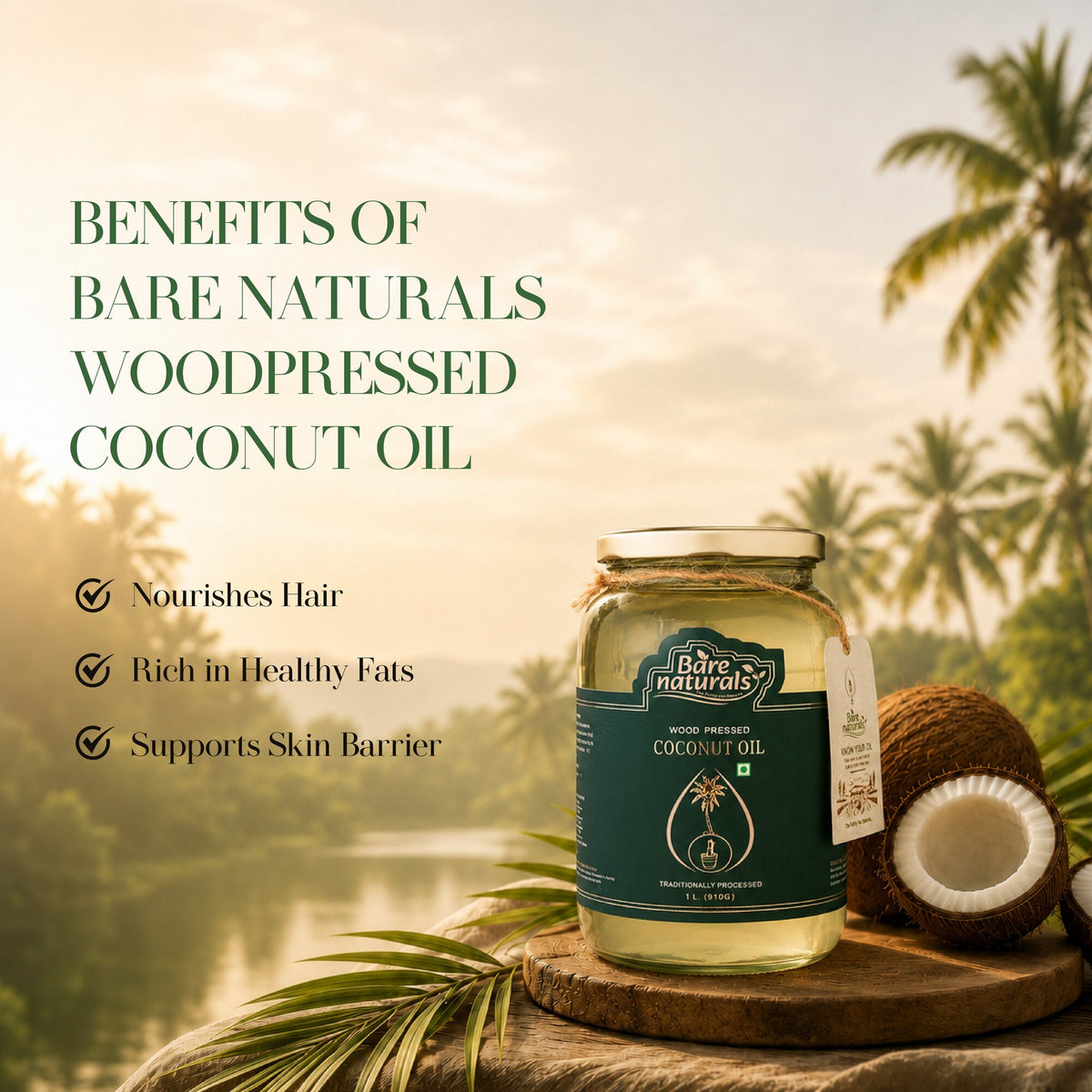 benefits of wood pressed coconut oil 1 Litre
