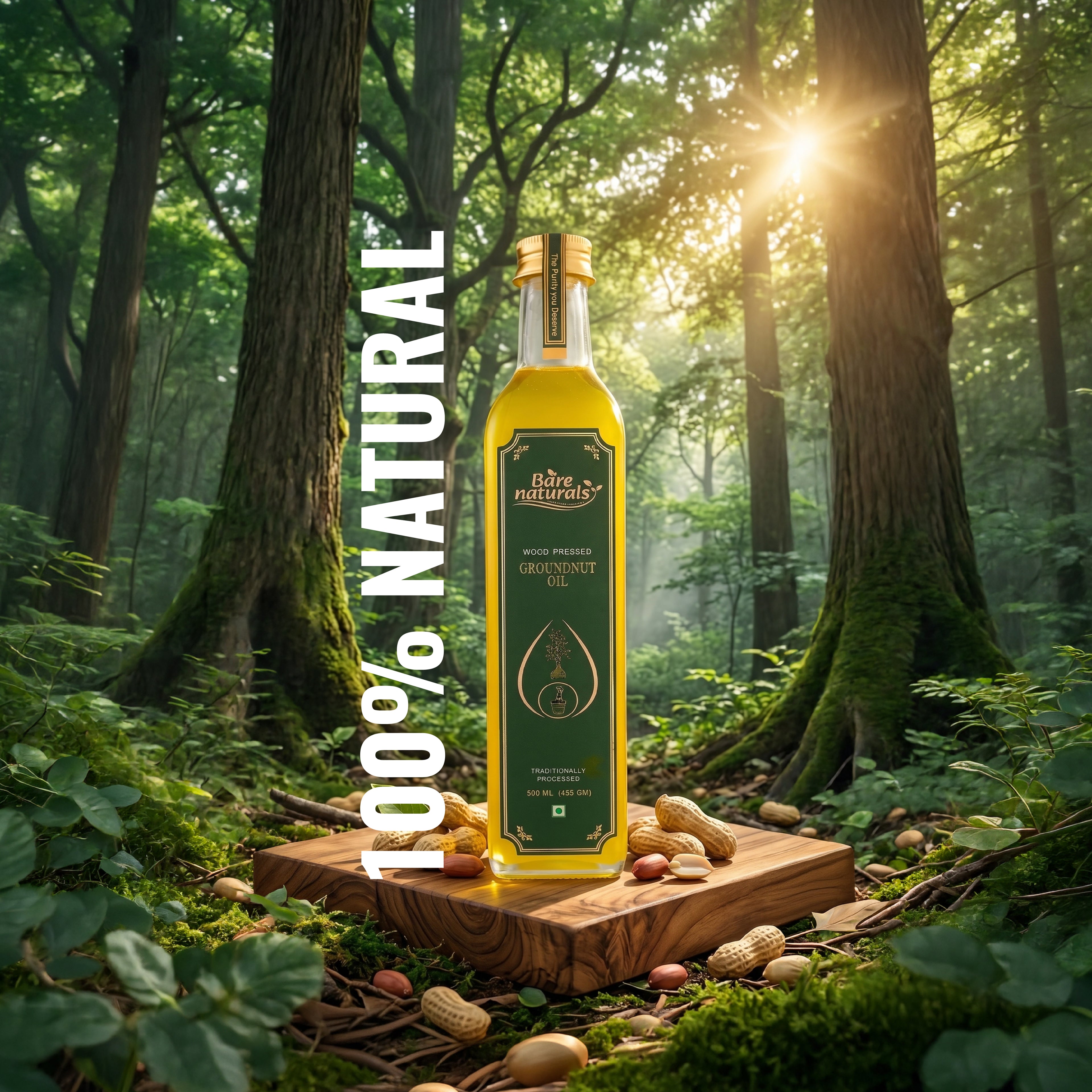 Buy Wood Pressed Groundnut Oil | Cold Pressed | Bare Naturals