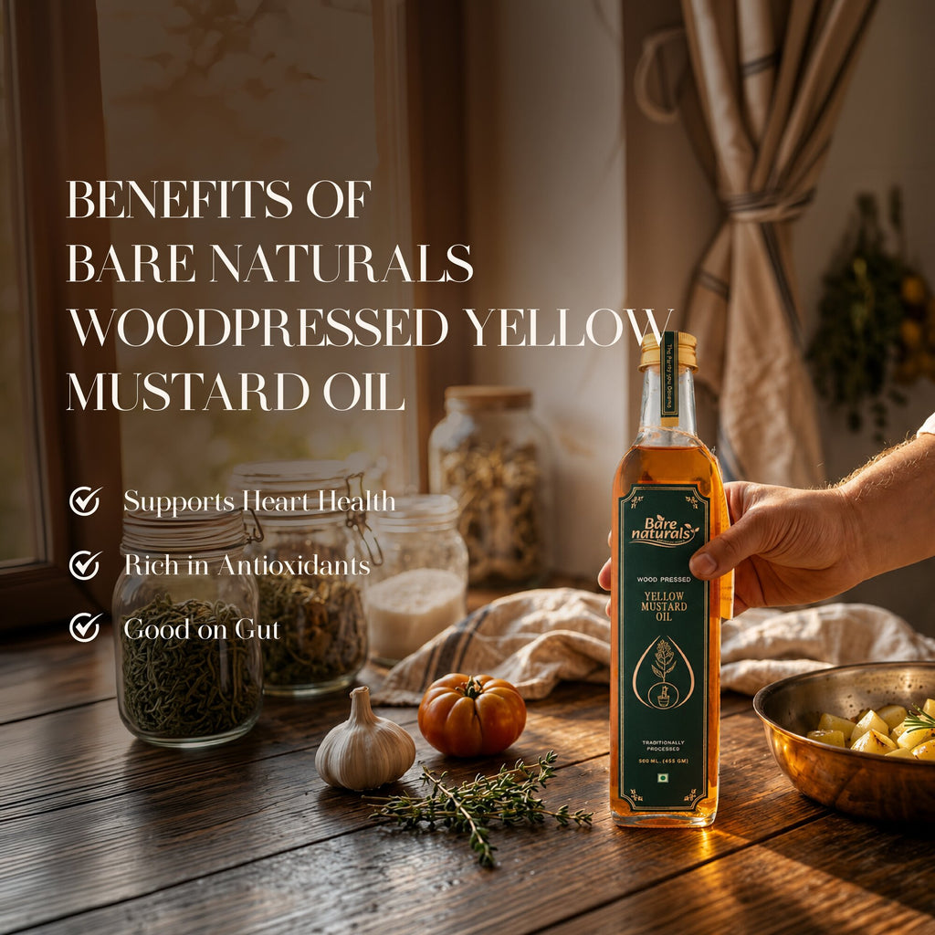 benefits of wood pressed yellow mustard oil 500 ml