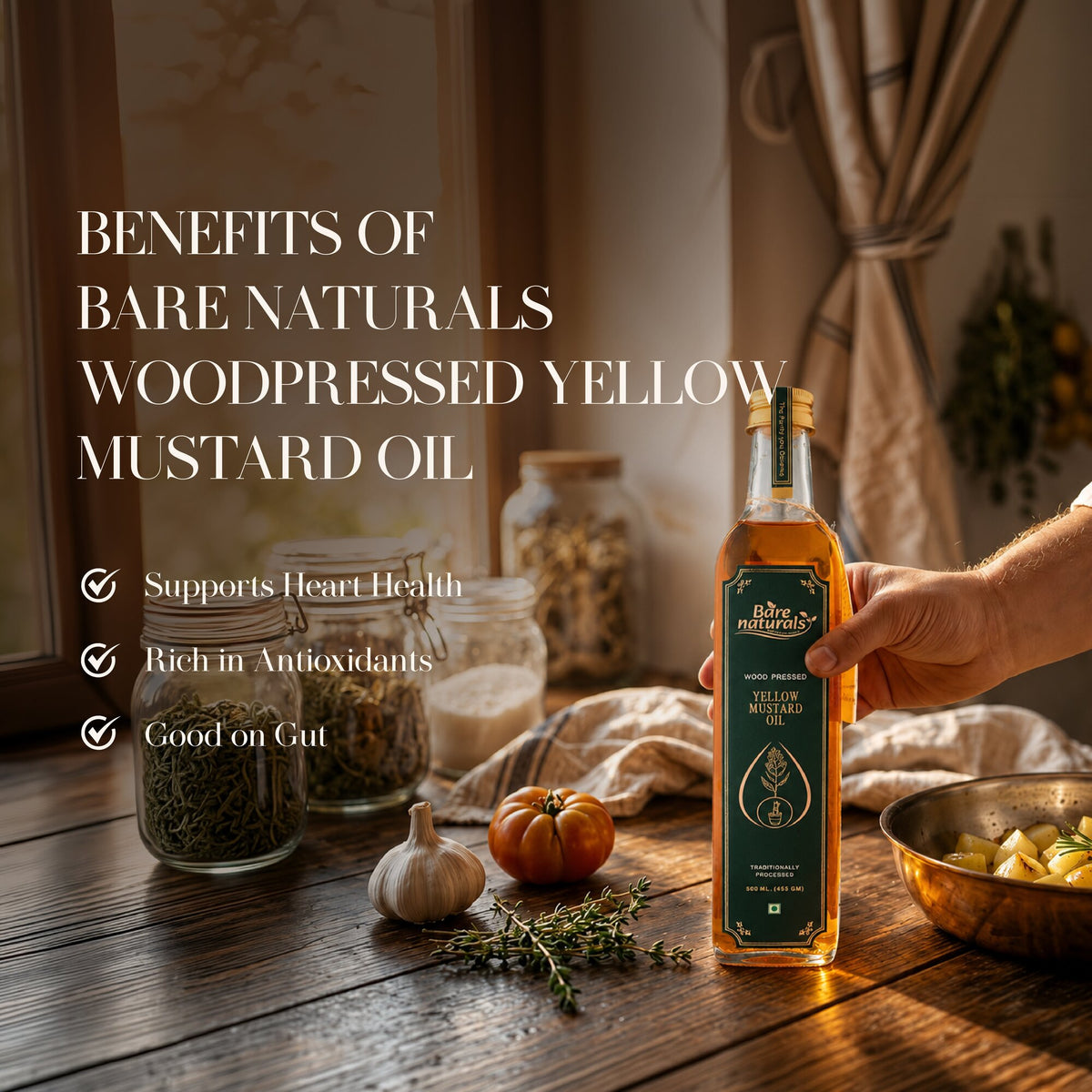 benefits of wood pressed yellow mustard oil 500 ml