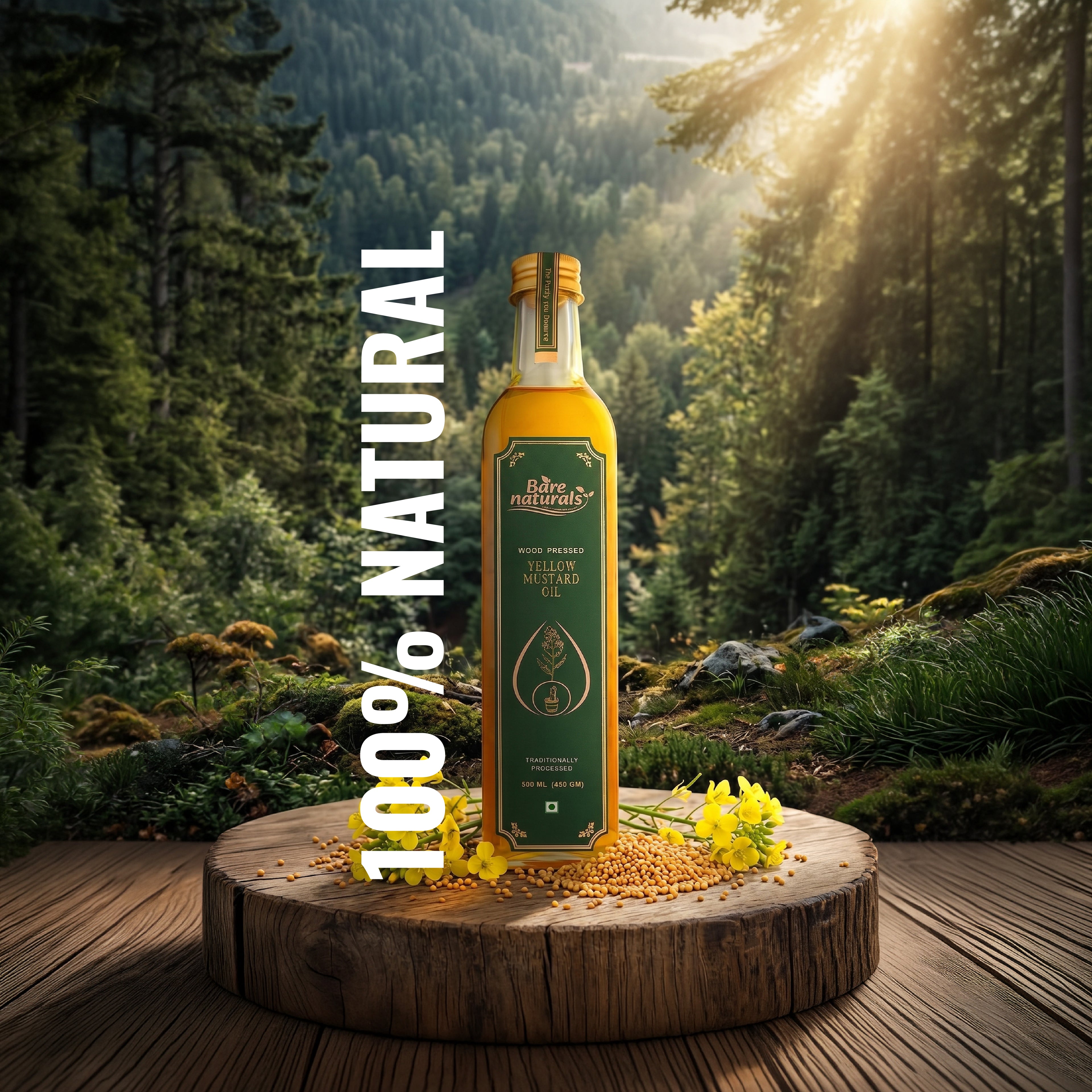 Buy Wood Pressed Yellow Mustard Oil | Kachi Ghani | Bare Naturals