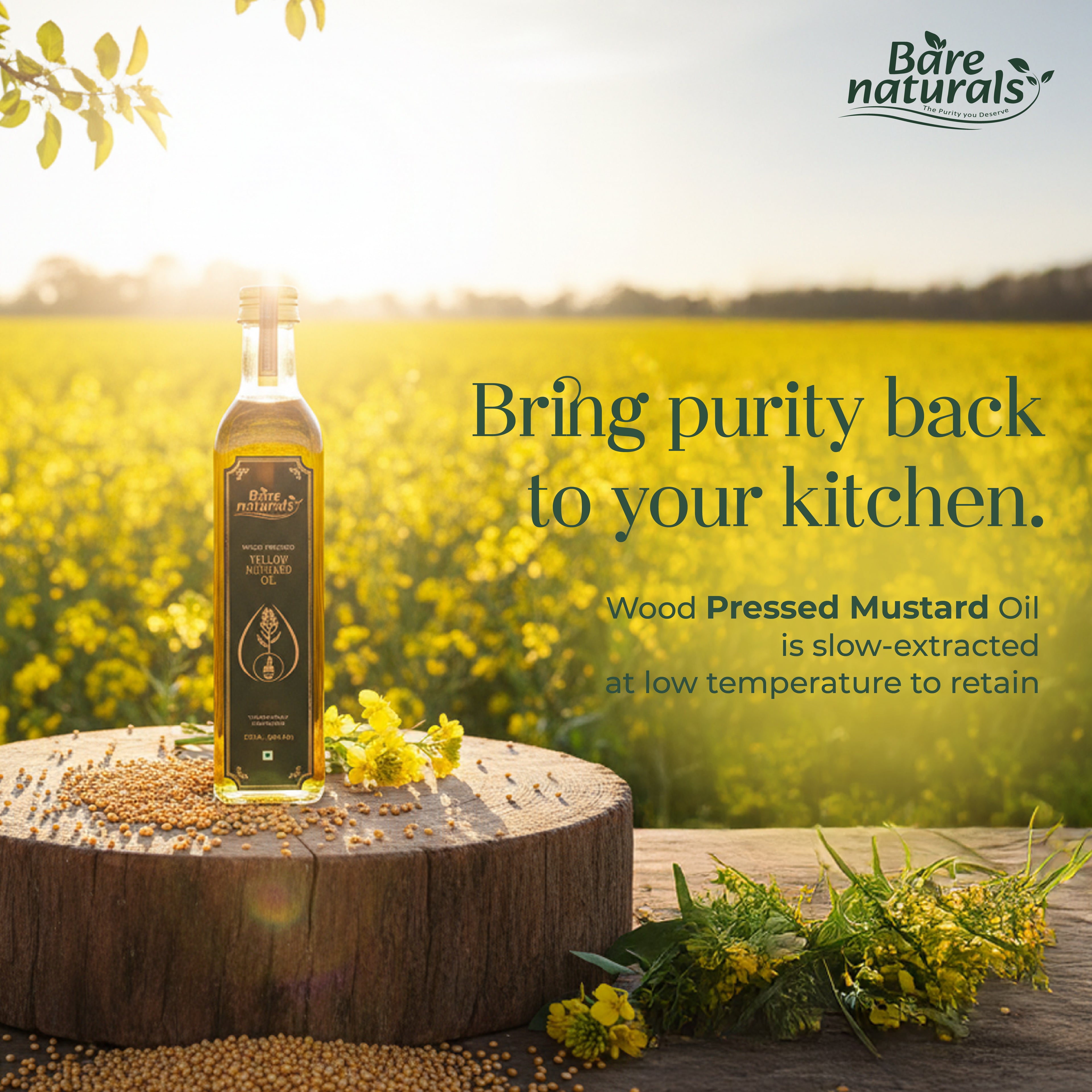 Bare Naturals Wood Pressed Yellow Mustard Oil