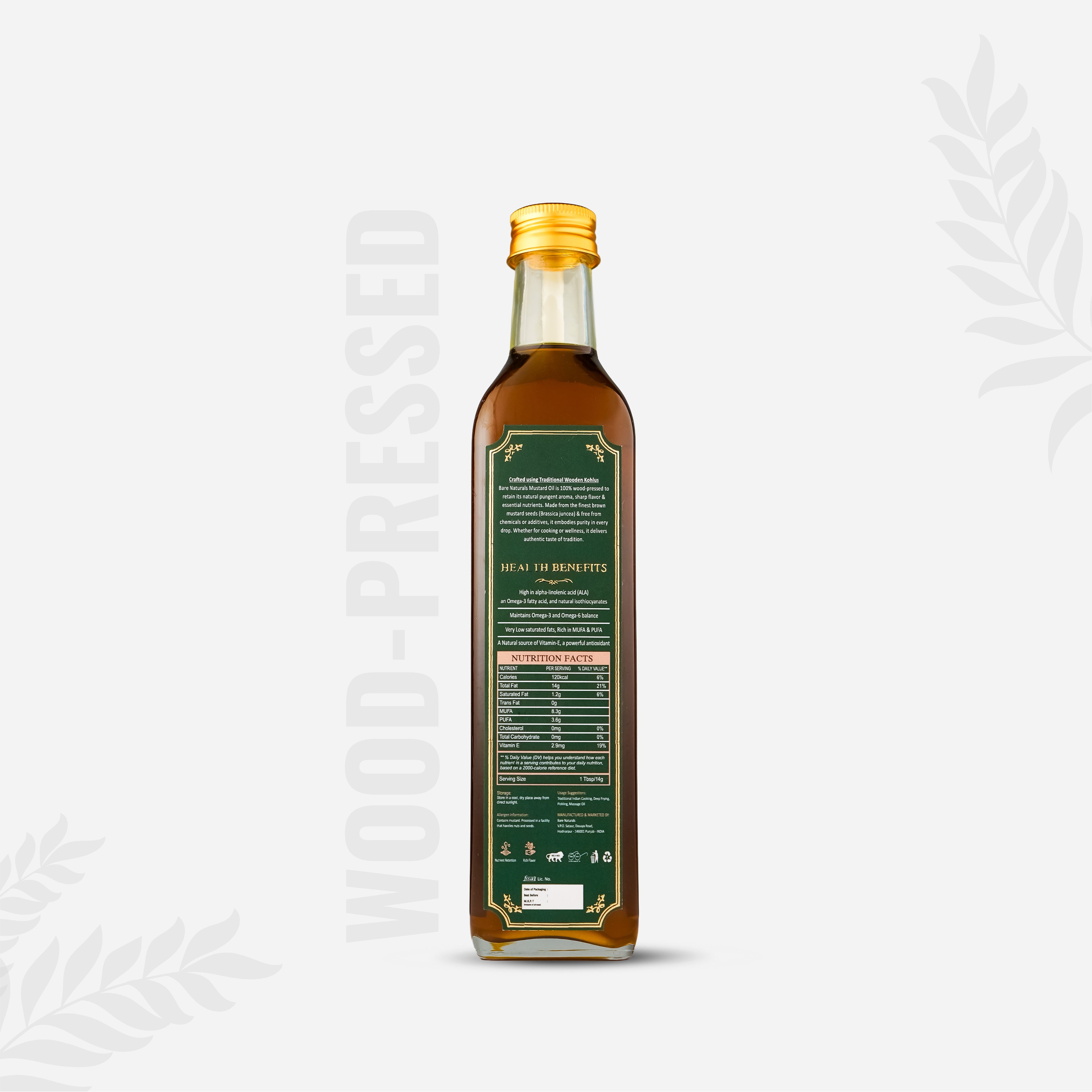 Bare Naturals Wood Pressed Black Mustard Oil