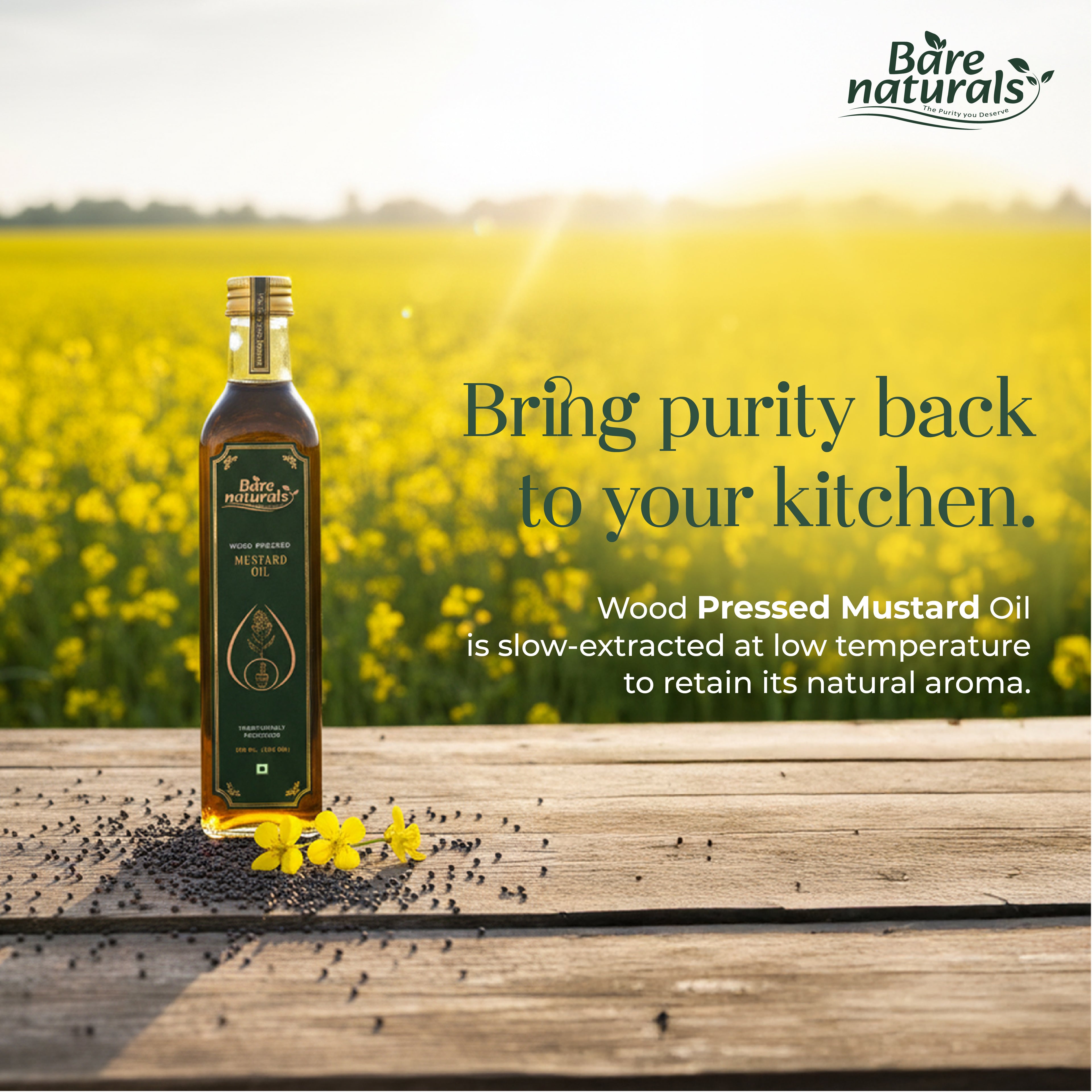 Bare Naturals Wood Pressed Black Mustard Oil
