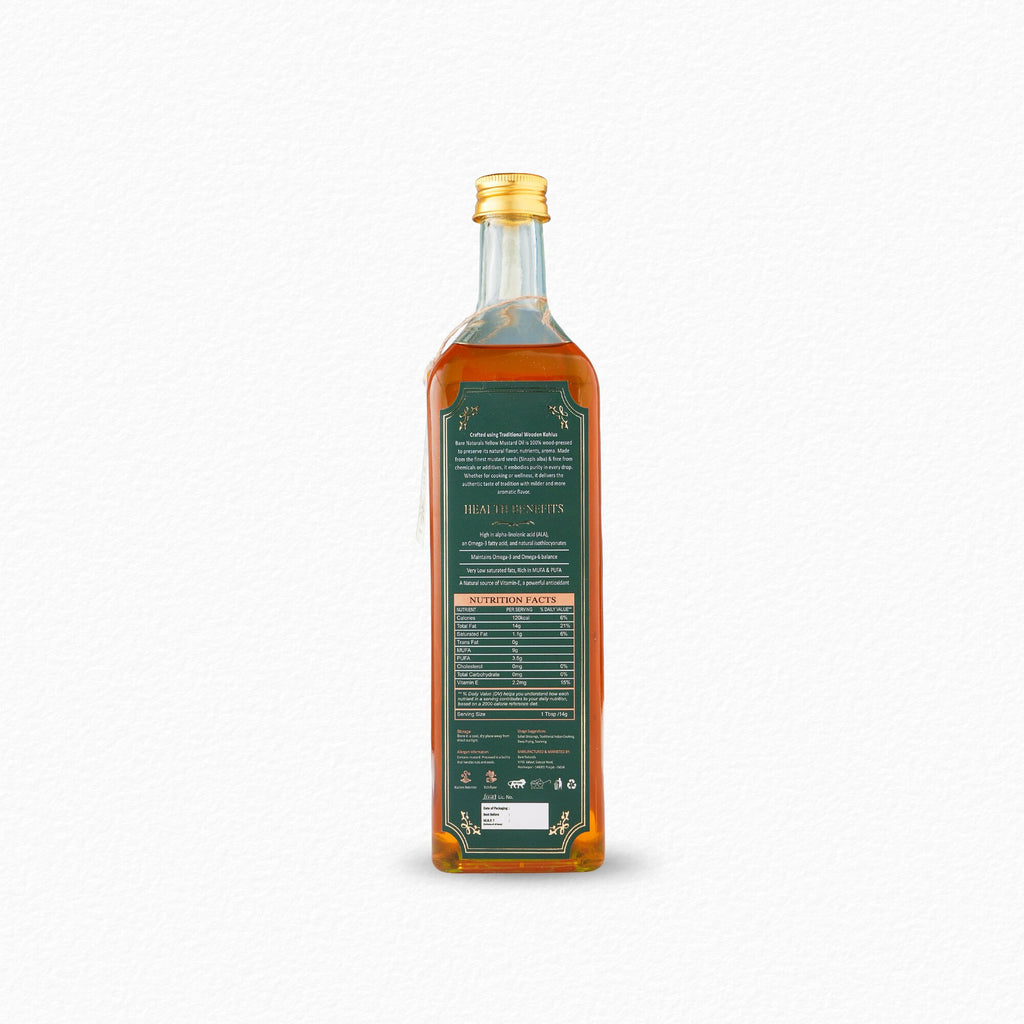 wood pressed yellow mustard oil 1 Litre pack shot