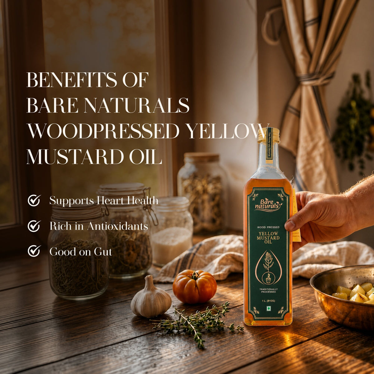 benefits of wood pressed yellow mustard oil 1 Litre